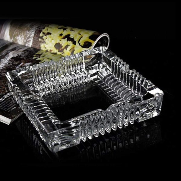 4062 Square Glass Misti Crystal Quality Cigar Cigarette Ashtray Round Tabletop for Home Office Indoor Outdoor Home Decor