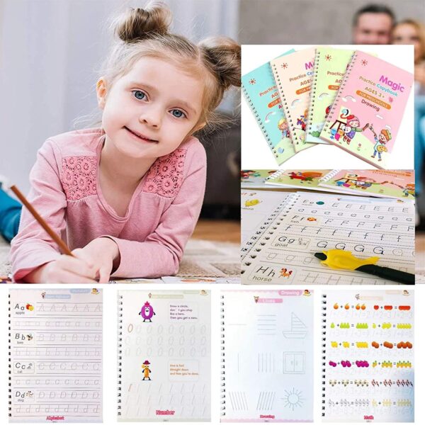 8075 4 Pc Magic Copybook widely used by kids, children’s and even adults also to write down important things over it while emergencies etc.