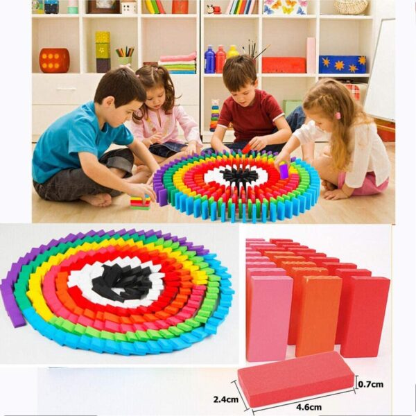 4439 120Pc Dominoes Blocks Set Multicolor Wooden Toy Building Indoor Game Toy.