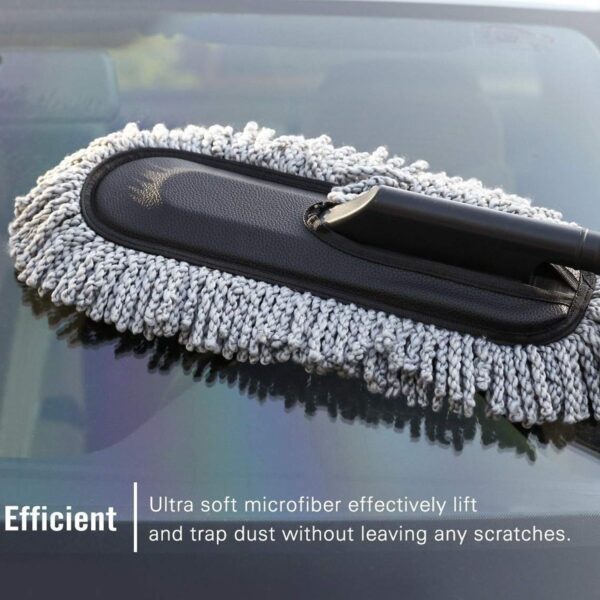 4749 Car Duster, Long Retractable/Soft/Non-Slip/Handle Multipurpose Microfiber Wash Brush Vehicle Interior and Exterior Cleaning Kit with for Car, Boats or Home