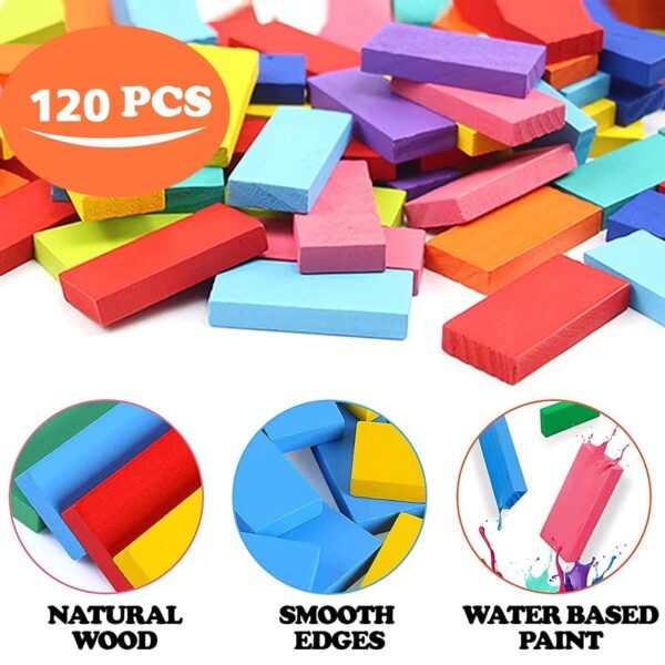 4439 120Pc Dominoes Blocks Set Multicolor Wooden Toy Building Indoor Game Toy.