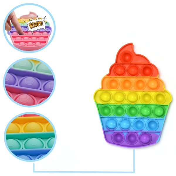 4476 Ice Cream Softy- Fidget Popping Sounds Toy, BPA Free Silicone, Push Bubbles Toy for Autism Stress Reliever, Sensory Toy Pop It Toy