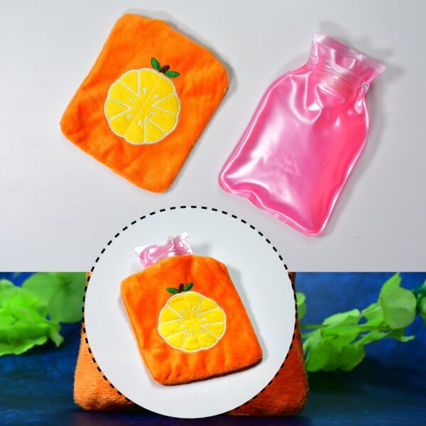 6510 Orange small Hot Water Bag with Cover for Pain Relief, Neck, Shoulder Pain and Hand, Feet Warmer, Menstrual Cramps.