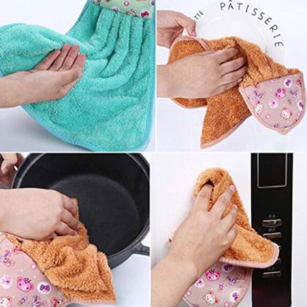 6203  Microfiber wash Basin Hanging Hand Kitchen Towel Napkin Microfiber Cloth Cartoon Animal Hanging Dishcloths Kitchen Accessories ( 1pc )