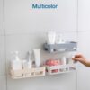 4029 ABS Plastic Shower Corner Caddy Basket Shelf Rack with Wall Mounted Suction Cup for Bathroom Kitchen