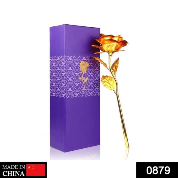 879 24K Artificial Golden Rose/Gold Red Rose with Gift Box (10 inches)