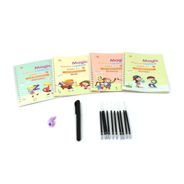 8075 4 Pc Magic Copybook widely used by kids, children’s and even adults also to write down important things over it while emergencies etc.