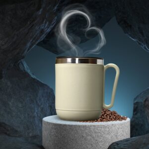 8137 Ganesh Premium Stainless Steel Coffee Mug with heat resistant mug lid. Approx 400Ml mug.