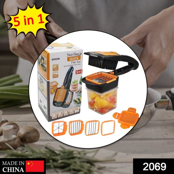 2069 5 In 1 Nicer Dicer used for cutting and shredding of various types of food stuff in all kitchen purposes.