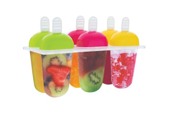 737 6 Pcs Multicolor Polypropylene Ice Mold, Kulfi Maker/Stick/Cream/Candy Color Assorted