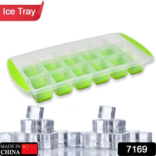 7169  18 Cavity Pop Up Ice Cube Tray Easy Release Flexible Silicone Bottom Ice Tray , Stackable Ice tray, 100% BPA Free, Food Grade for Freezer