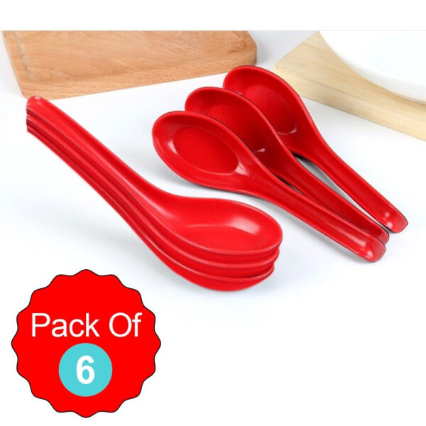 2393 Microwave Safe, Unbreakable, Colorful Soup/Dessert Spoons, Food Grade Set of 6 Pcs,