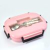 2041 Pink Lunch Box for Kids and adults, Stainless Steel Lunch Box with 3 Compartments With spoon slot.