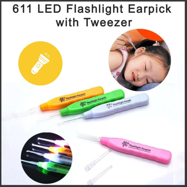 611 LED Flashlight Earpick with Tweezer